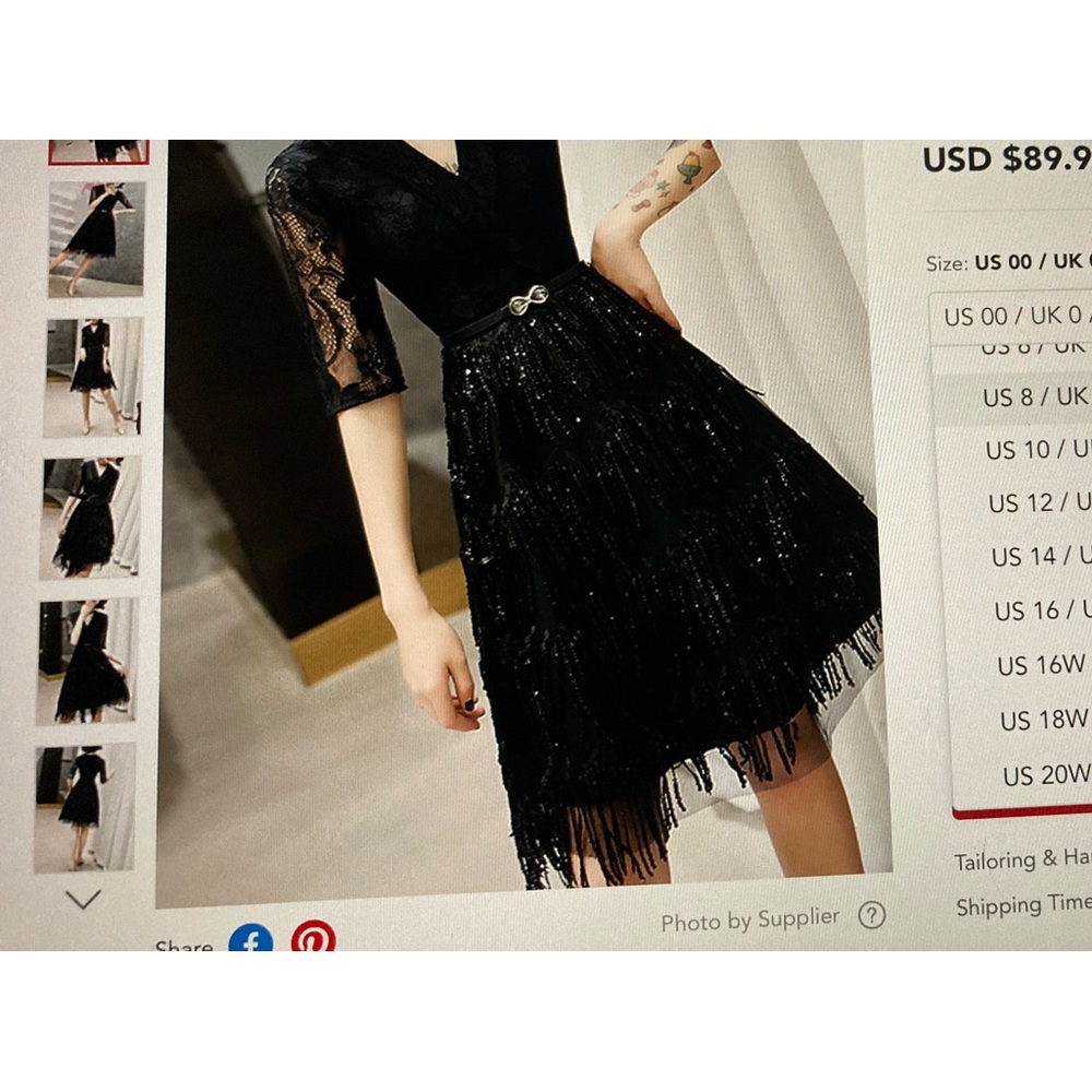 A-Line Cocktail Dress with Sequined Fringe